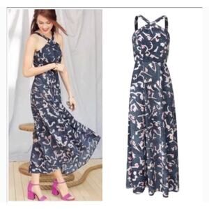 CAbi Womens‎ Dress Aurora Halter Floral Watercolor Maxi
